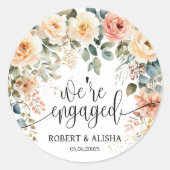 Blush Bloemen Waterverf bruiloft Sticker (Voorkant)