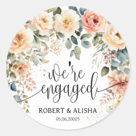 Blush Bloemen Waterverf bruiloft Sticker