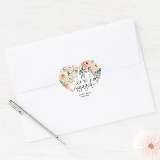 Blush Bloemen Waterverf bruiloft Sticker (Envelop)