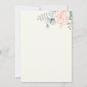 Blush Bloemen Waterverf Elegante bruids jurk Kaart (Achterkant)