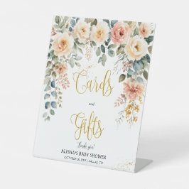 Blush Bloemen Waterverf Kaarten & Geschenken Teken Reclamebord Met Voetstuk