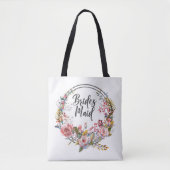 Blush Bloemen Waterverf Krans Bruidsmeisje Canvas  Tote Bag (Voorkant)