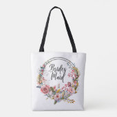 Blush Bloemen Waterverf Krans Bruidsmeisje Canvas  Tote Bag (Achterkant)
