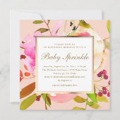 Blush Bloemen Waterverf met Stippen Baby Sprinkle Kaart (Voorkant)
