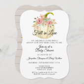 Blush Bloemen Waterverf Pompoen Meisje Baby shower Kaart (Voorkant / Achterkant)