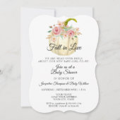 Blush Bloemen Waterverf Pompoen Meisje Baby shower Kaart (Voorkant)