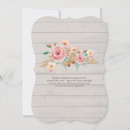 Blush Bloemen Waterverf Pompoen Meisje Baby shower Kaart (Achterkant)