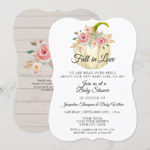 Blush Bloemen Waterverf Pompoen Meisje Baby shower Kaart