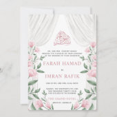 Blush Bloemen Wit Gordijn Moslim Islamitische brui Kaart (Voorkant)