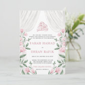 Blush Bloemen Wit Gordijn Moslim Islamitische brui Kaart (Staand voorkant)