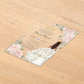 Blush Bloemen Witte Jurk Princess Gown Quinceañera Acryl Uitnodigingen (Laagn)