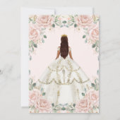 Blush Bloemen Witte Jurk Princess Gown Quinceañera Kaart (Achterkant)