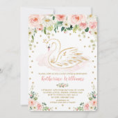Blush Bloemen Zwaan Prinses Meisje Baby shower Kaart (Voorkant)