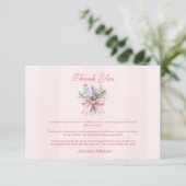 Blush bloemenafstudeerfeest bedankkaart (Staand voorkant)