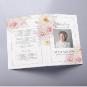 Blush bloemenbegrafenisprogramma om het leven te v flyer