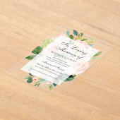 Blush Bloemenblad Clear Acrylic Memorial Service Acryl Uitnodigingen (Laagn)