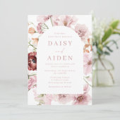 Blush bloemenboog Elegante bruiloft Kaart (Staand voorkant)