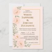 Blush bloemenbruiloft uitnodiging met gouden Lijst (Voorkant)