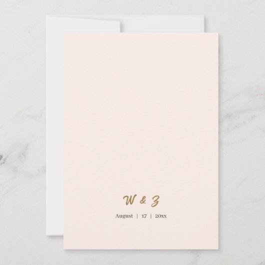 Blush bloemenbruiloft uitnodiging met gouden Lijst (Achterkant)