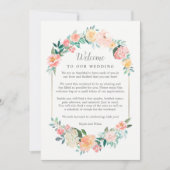 Blush bloemenbruiloft welkom en reisschema Kaart (Voorkant)