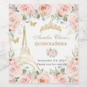 Blush Bloemendesign Paris Eiffel Champagne Quincea Wijn Etiket (Enkel label)