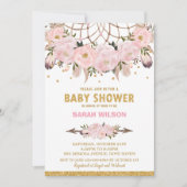 Blush Bloemendreamcatcher Babyshower Meisje Boho Kaart (Voorkant)