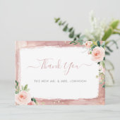 Blush bloemenelegante betoverde bruiloft bedankkaart (Staand voorkant)