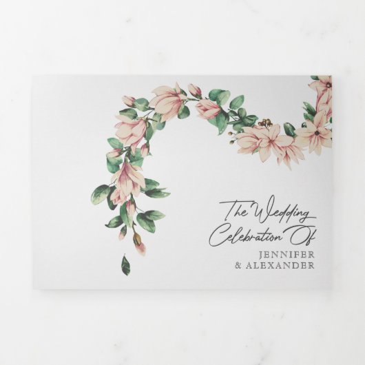 Blush bloemeneucalyptus bruiloft alles in één drieluik uitnodiging (Cover)