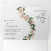 Blush bloemeneucalyptus bruiloft alles in één drieluik uitnodiging (Binnenzijde eerst)