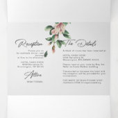 Blush bloemeneucalyptus bruiloft alles in één drieluik uitnodiging (Binnenkant midden)