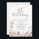 Blush Bloemenglas 21e verjaardag Kaart<br><div class="desc">Blush Floral Glass 21st Birthday Invitation Floral-thema 21st birthday-uitnodiging met een prachtig bloemstuk met blush gekleurde afbeeldingen en eucalyptus-gebladerte champagneglas en een zwarte,  moderne kalligrafie-lettertypekop. Geweldig voor iedereen die op zoek is naar een bohemian geïnspireerde 21e verjaardag uitnodiging.</div>