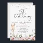 Blush Bloemenglas 21e verjaardag Kaart<br><div class="desc">Blush Floral Glass 21st Birthday Invitation Floral-thema 21st birthday-uitnodiging met een prachtig bloemstuk met blush gekleurde afbeeldingen en eucalyptus-gebladerte champagneglas en een zwarte,  moderne kalligrafie-lettertypekop. Geweldig voor iedereen die op zoek is naar een bohemian geïnspireerde 21e verjaardag uitnodiging.</div>
