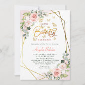 Blush bloemengoud een beetje vlinder Baby shower Kaart (Voorkant)