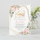 Blush bloemengoud een beetje vlinder Baby shower Kaart (Staand voorkant)