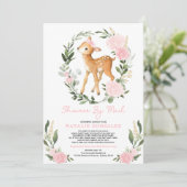 Blush bloemengroen Baby hertendouche per post Kaart (Staand voorkant)