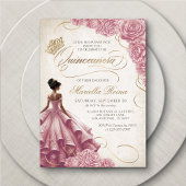 Blush bloemenjurk Quinceañera Kaart