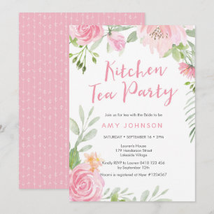 Blush bloemenkeuken Tea Party uitnodiging