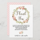 Blush bloemenkrans EEN 1e verjaardag chic Bedankkaart (Voorkant / Achterkant)