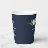 Blush bloemenmarine blauwe bruiloft papieren bekers (Rechts)