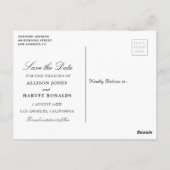 Blush bloemenmarineblauw Save the date Briefkaart (Achterkant)