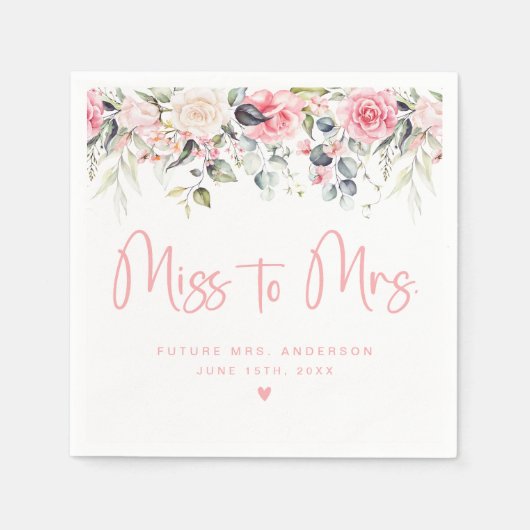 Blush bloemenmiss naar Mrs Vrijgezellenfeest serve Servet (Voorkant)