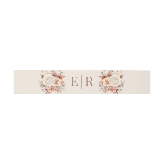 Blush bloemenmonogram bruiloft uitnodigingen wikkel (Vlak)