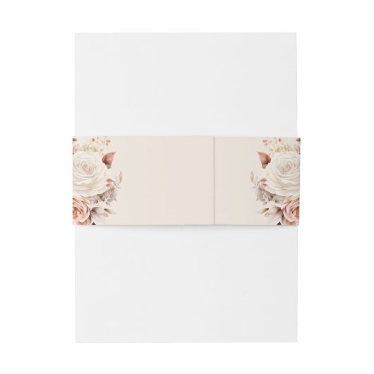 Blush bloemenmonogram bruiloft uitnodigingen wikkel (Achterkant Voorbeeld)