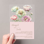 Blush bloemenpioenrozen acryl uitnodiging (Insitu (Draagbaar))
