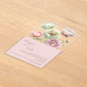 Blush bloemenpioenrozen acryl uitnodiging (Laagn)