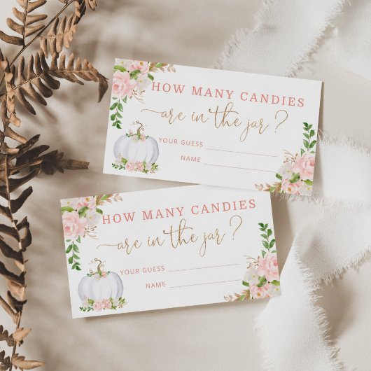 Blush bloemenpompoen hoeveel snoepjes informatiekaartje