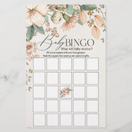 Blush bloemenroze baby shower baby bingogame