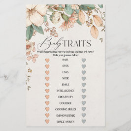 Blush bloemenroze baby shower baby traits spel