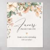 Blush bloemenroze baby shower gunsten teken poster (Voorkant)