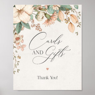 Blush bloemenroze baby shower kaarten en geschenke poster